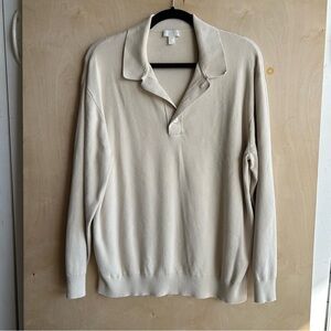 COS cream pullover with collar and button closure lightly used